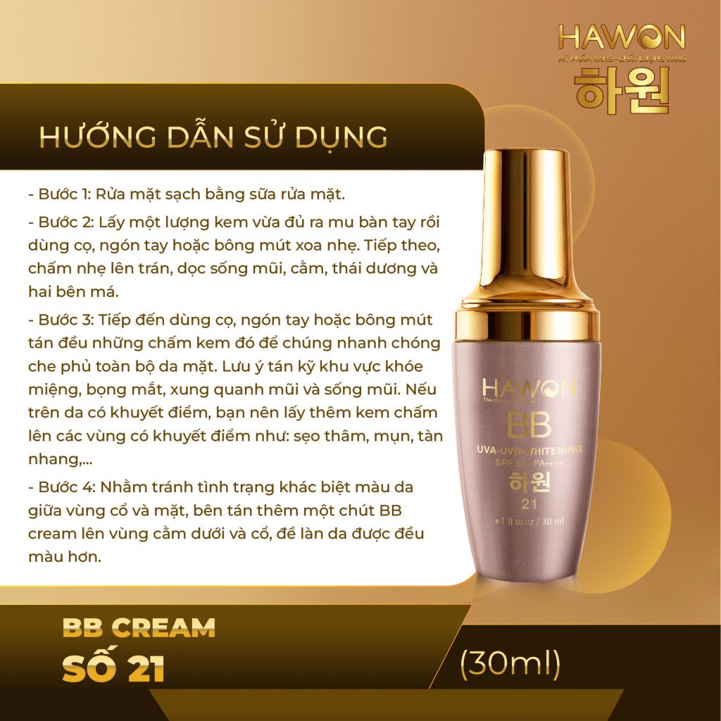 Kem Nền Che Khuyết Điểm Lâu Trôi Che Phủ Cao Cao Cấp BB Cream #21 HAWON - 30ml