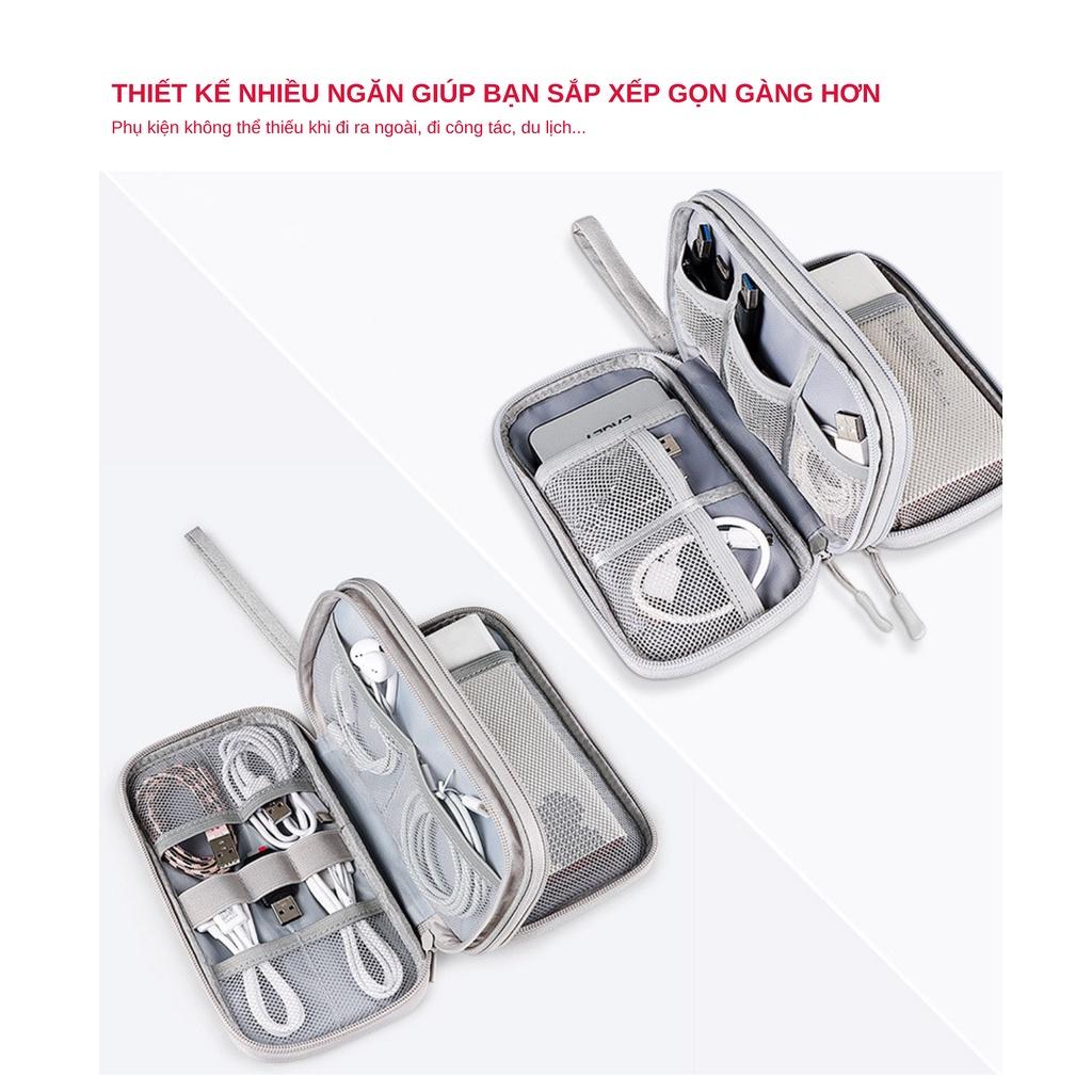 Túi phụ kiện công nghệ mini đựng pin sạc dự phòng, điện thoại, cáp sạc usb, tai nghe có quai cầm Hàng Chính Hãng miDoctor