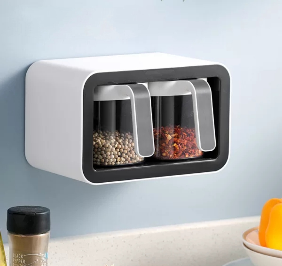 HÀNG CAO CẤP, Bộ 3 hộp đựng gia vị bằng nhựa gắn tường không cần khoan đục  màu ngẫu nhiên