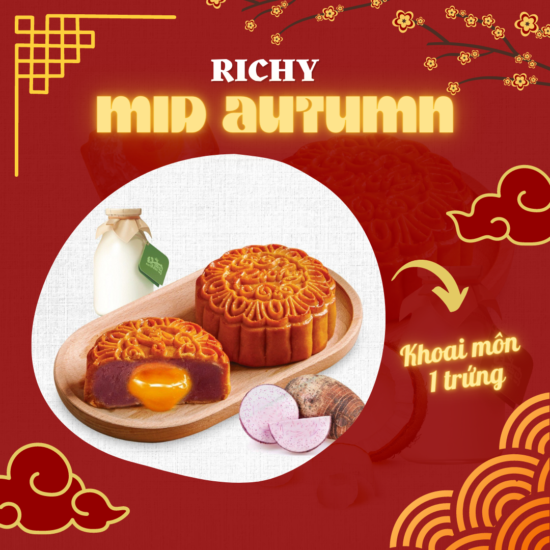 Bánh Trung Thu Richy - bánh nướng khoai môn 1 trứng 150g