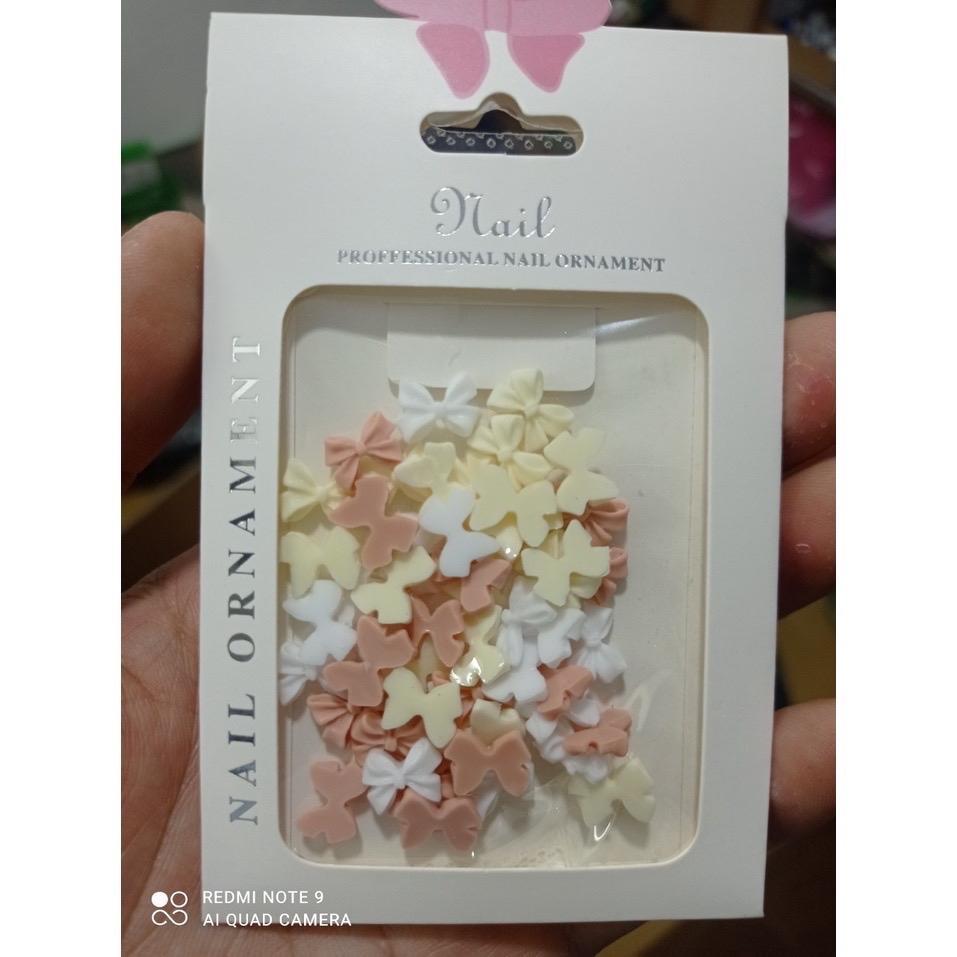 Charm Nơ Nhựa Mix Màu Làm Nail, Chất Liệu Nhựa Cao Cấp, Set Trang Trí Móng Nhiều Màu Sắc Tươi Sáng Dành Cho Thợ Làm Nail Nữ Women
