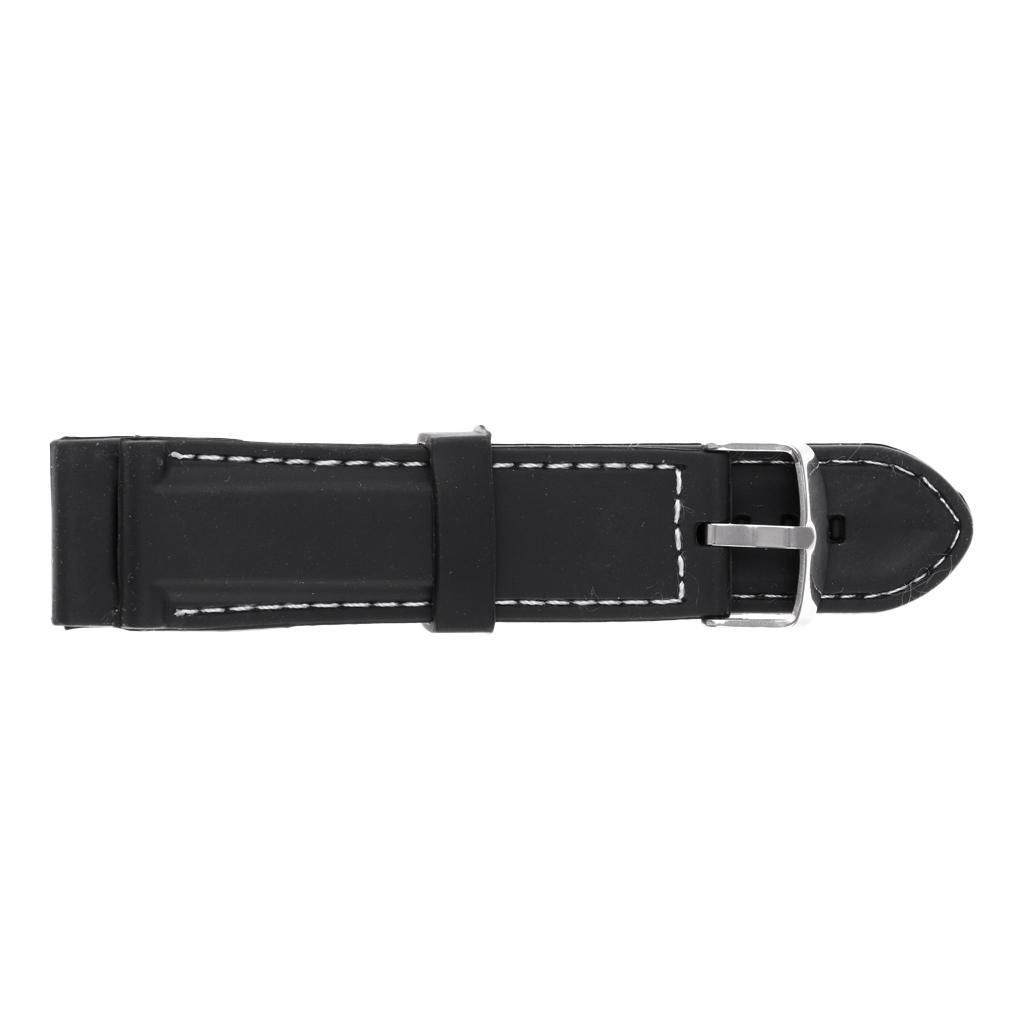 Silicone Strap Bracelet White Line Stitching 22mm