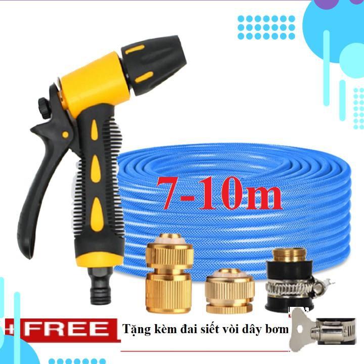 Bộ dây vòi xịt ️bơm nước phun sương️ , tăng áp 3 lần, loại 7m, 10m 206319 đầu đồng,cút đồng+ đai