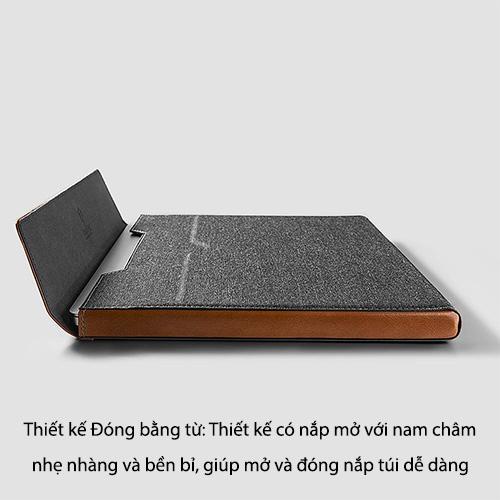 TÚI CHỐNG SỐC TOMTOC PREMIUM LEATHER CHO MACB PRO 15&quot; 16″ NEW GRAY bền và không dễ bị biến dạng - HÀNG CHÍNH HÃNG