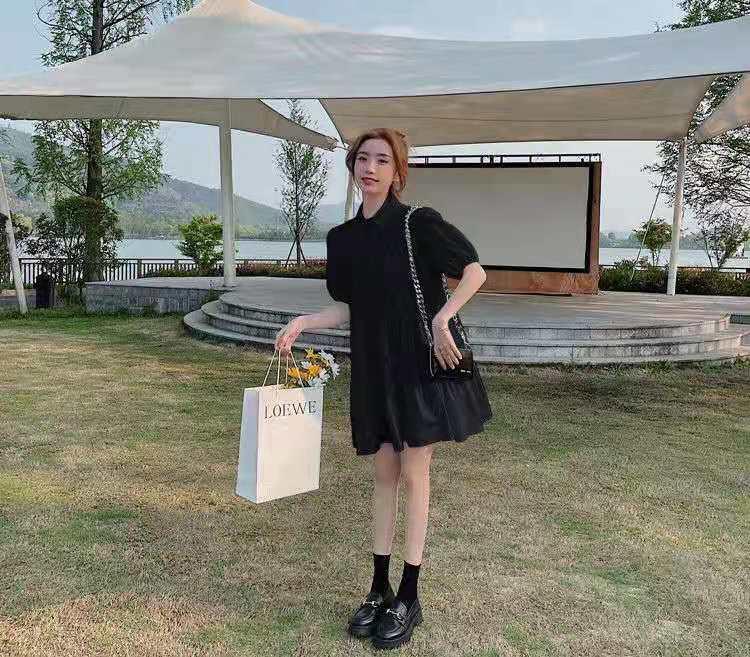 SHUANGYAN Mùa hè Pháp ngọt ngào bong bóng tay áo đầm nữ 2021 Hàn Quốc lỏng lẻo nhỏ sentie búp bê váy ẩm ướt