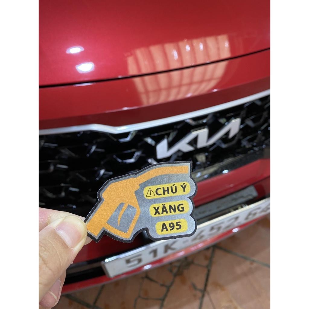 Decal tem nhôm dán cảnh báo đổ Xăng A95, dầu Diesel cho xe ô tô (mẫu mới)