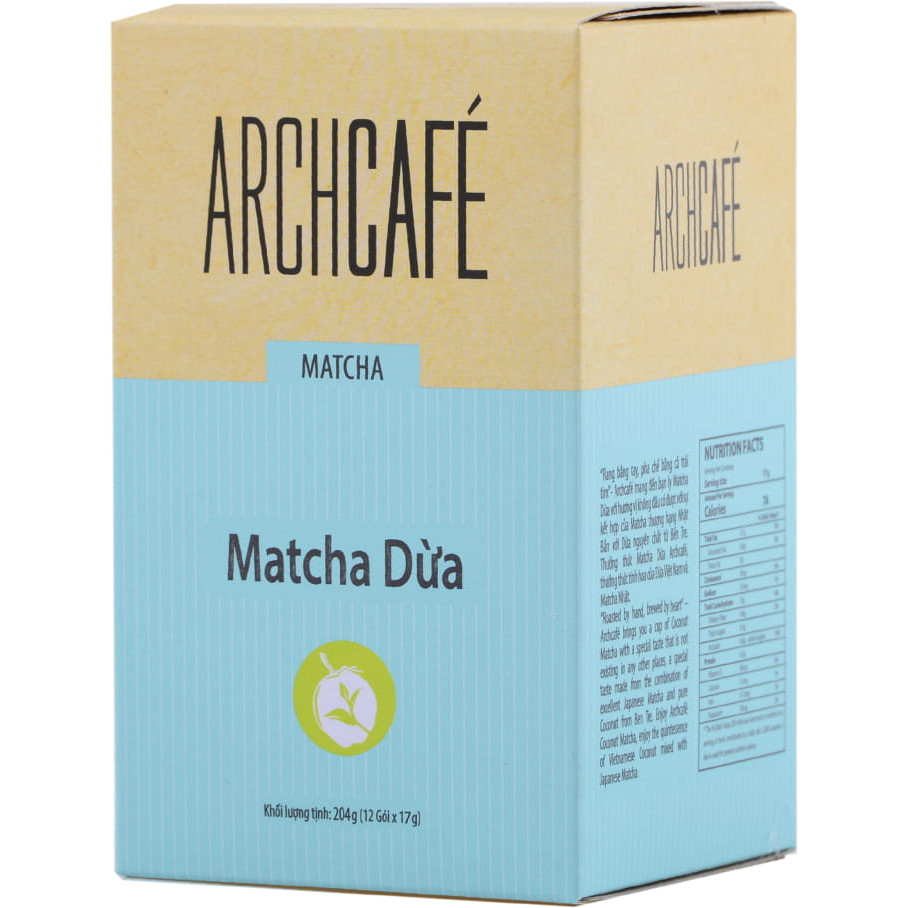 Matcha Dừa - Trà hoà tan Archcafé (hộp 12 gói x 17g)