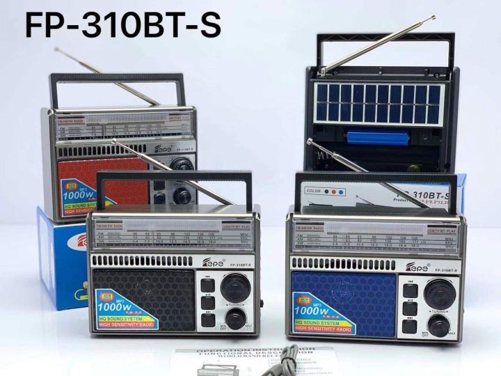 Đài radio FP-310BT-S năng lượng mặt trời, Bắt Sóng FM, AM,SW/USB/Thẻ nhớ/Bluetooth-HÀNG CHÍNH HÃNG