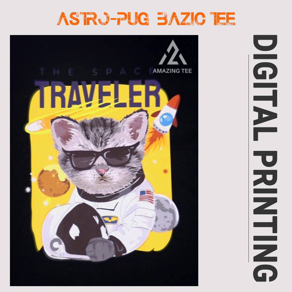 Áo Thun Nữ Cổ Tròn Cao Cấp Bigsize Aztee - Space Kitten Basic Tee - Cotton Tự Nhiên Siêu Thoáng Mát