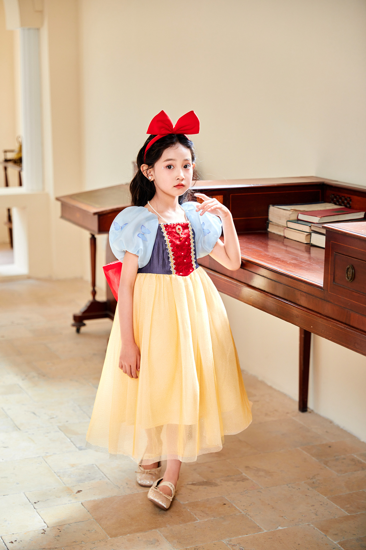 Đầm công chúa bạch tuyết cho bé gái hóa trang cosplay Halloween (tặng kèm cài tóc)