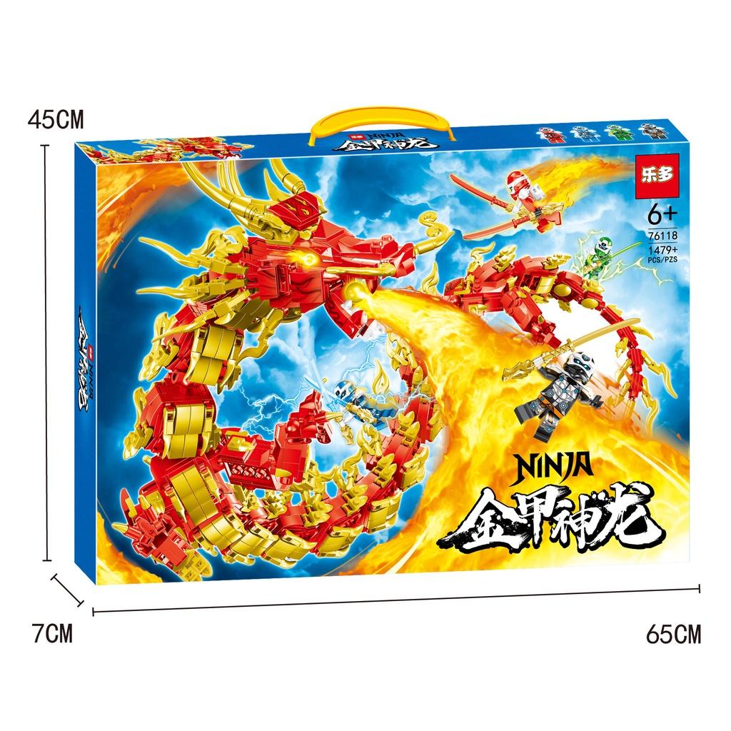 Đồ chơi Lắp Ráp Rồng Lửa NinjaGo, Ledou 76118 Phantom Flame Dragon, Xếp hình thông minh