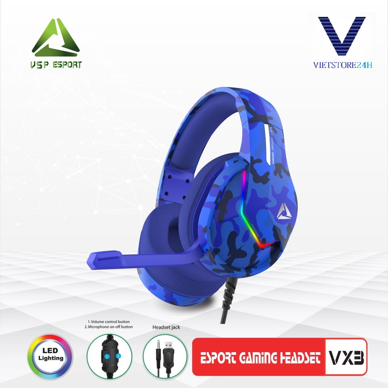 Tai nghe VSP VX3 LED GAMING  - Hàng chính hãng