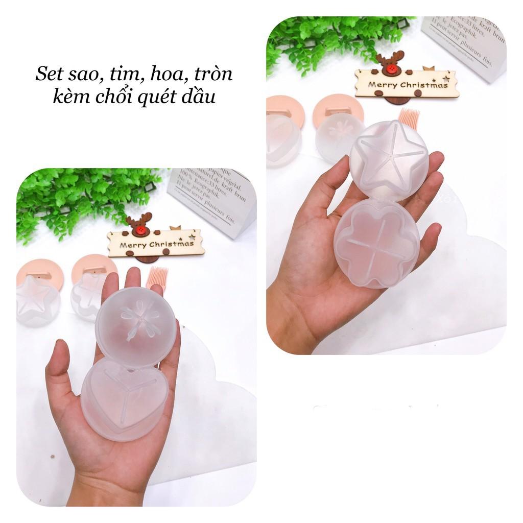 Bộ 4 khuôn hấp trứng, làm bánh chống dính (tặng kèm chổi quét dầu) - nắp xoáy