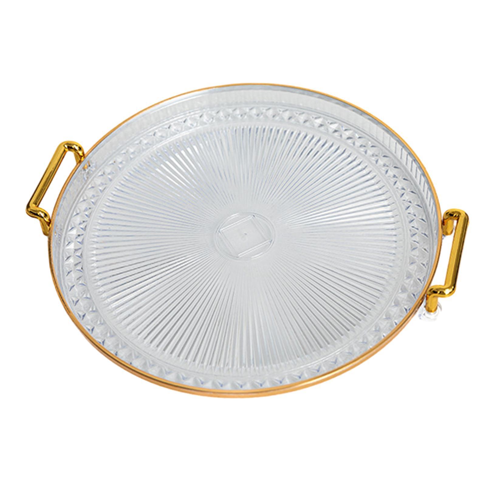 Round Serving Tray Eating Storing Vanity Platter Breakfast Tray with Handles