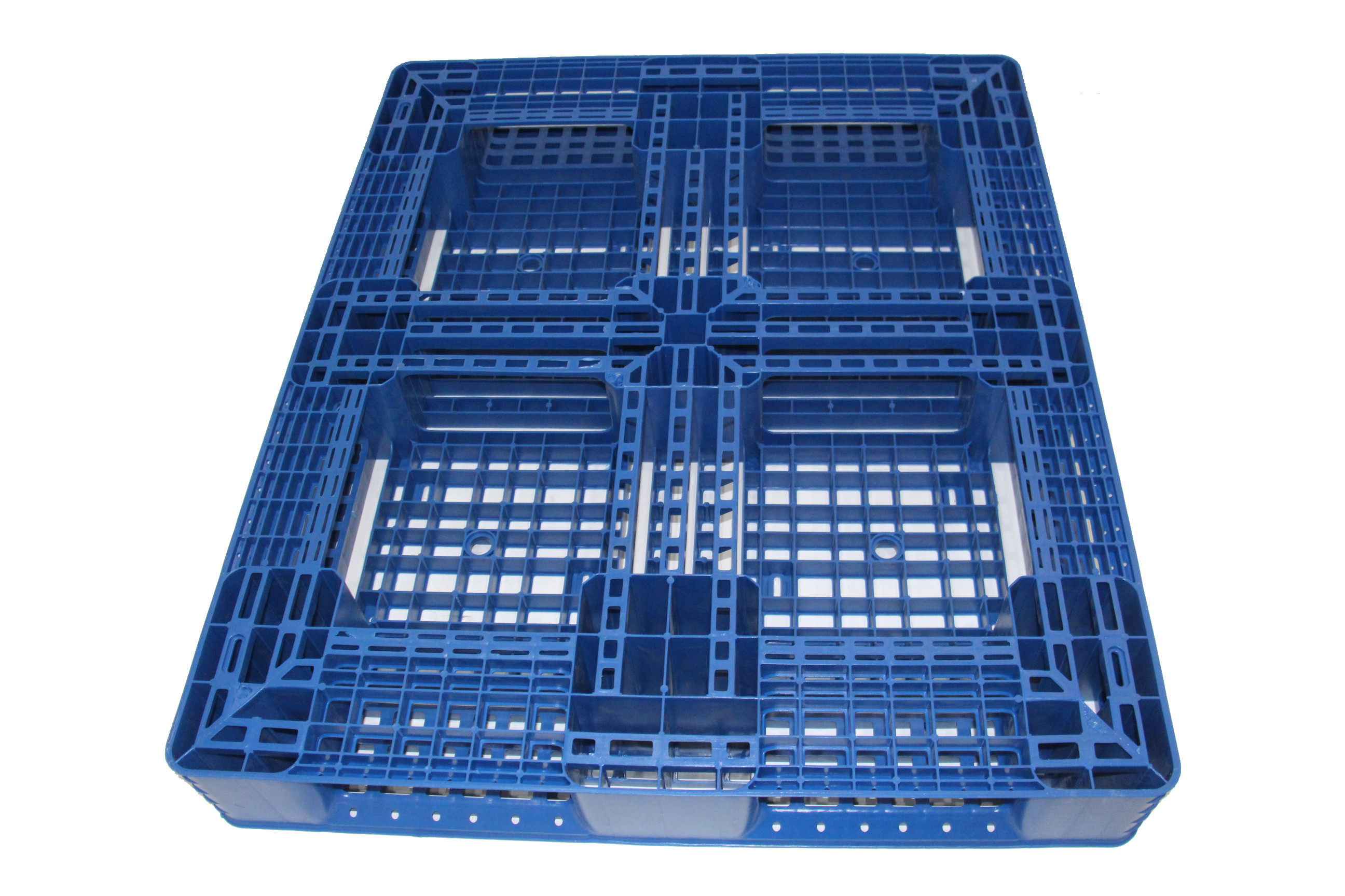 Pallet Nhựa Khôi Việt 1200x1000x150 chân 4 thanh giằng màu xanh