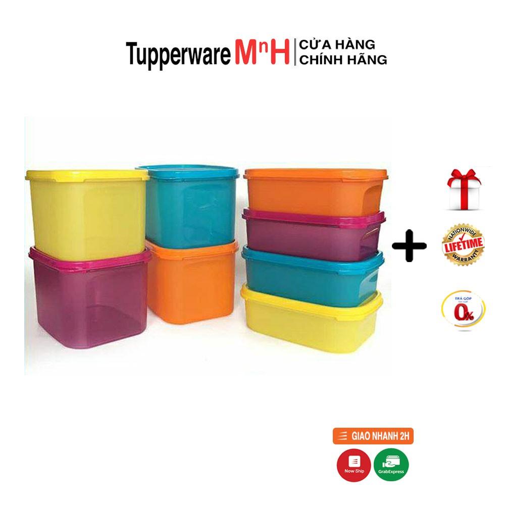 Bộ Hộp Bảo Quản Thực Phẩm Color Rectangular Set 8 Tupperware, Hộp Trữ Khô, Nhựa Nguyên Sinh Cao Cấp