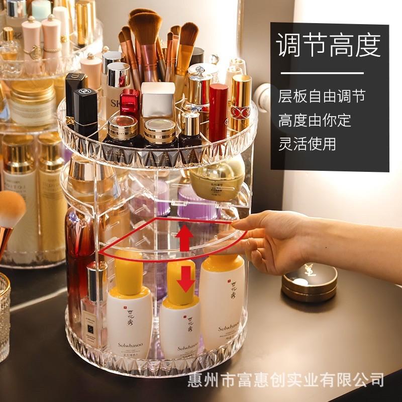 Kệ đựng mỹ phẩm trụ xoay 360 độ Mica dày cao cấp