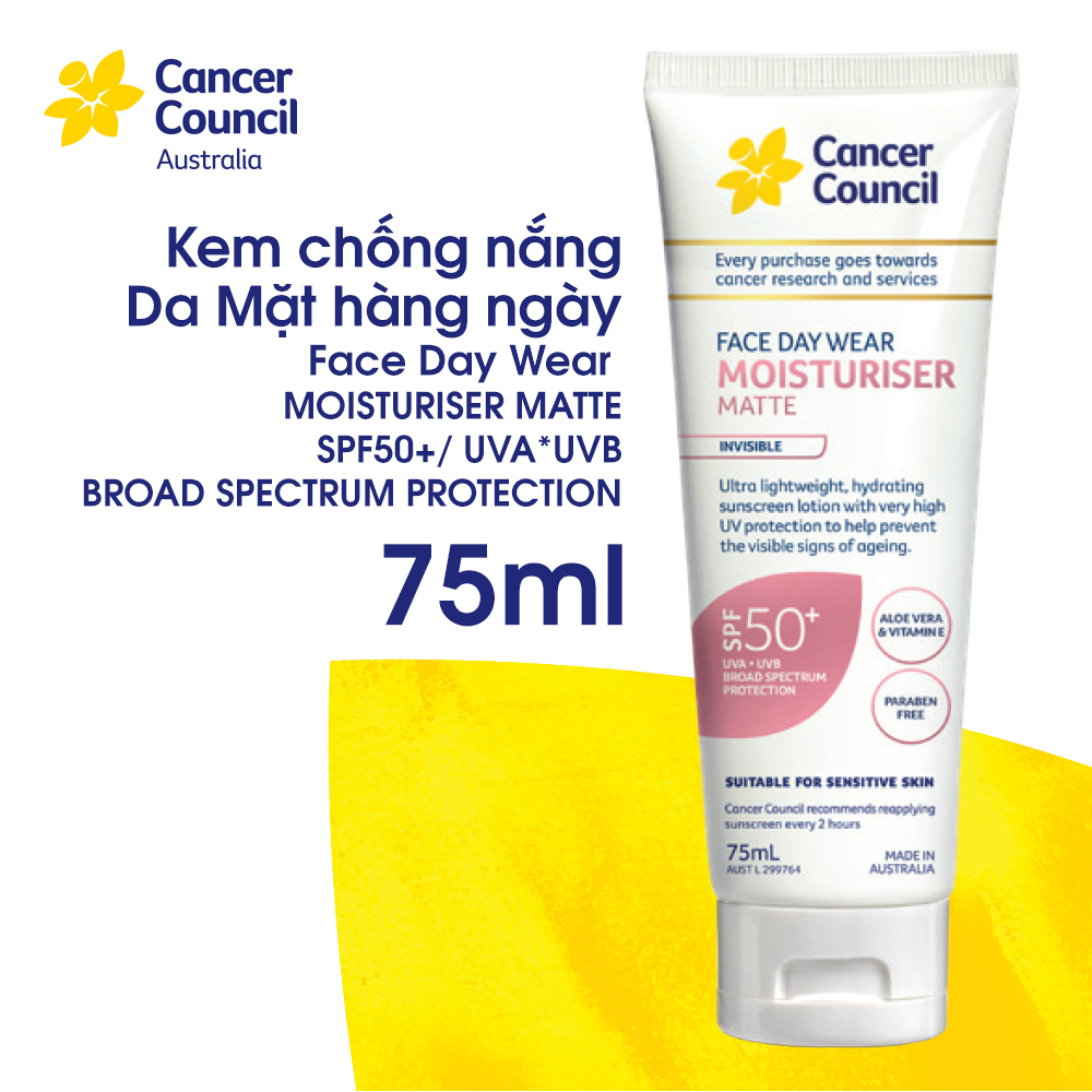 Kem chống nắng cho da mặt Cancer Council Face Day Wear SPF 50+/PA++++ 75ml