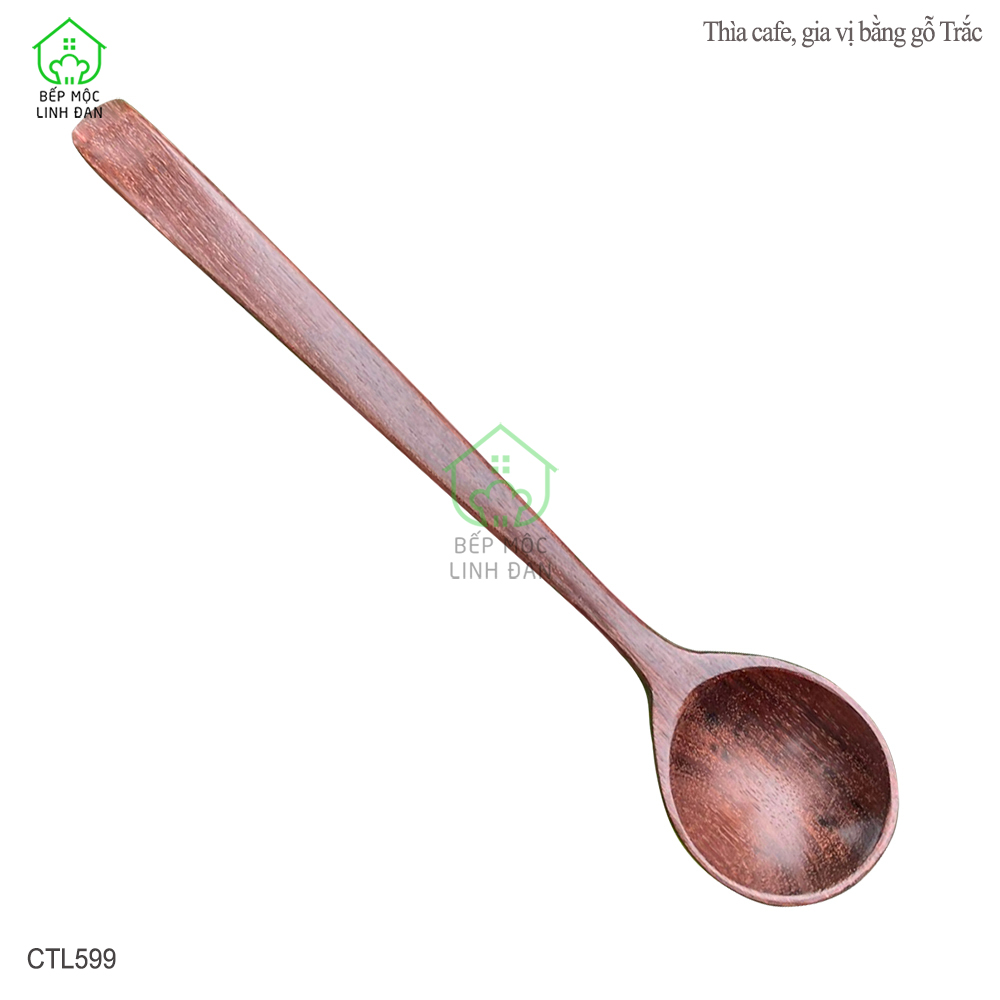 Thìa/Muỗng Ăn Cơm Gỗ Trắc Cẩm Lai Tự Nhiên Để Mộc HAHANCO [CTL599] Size 20cm