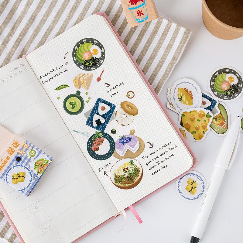 Sticker hộp 46 miếng dán - Đồ ăn Nhật Bản - Hộp nhãn dán trang trí sổ tay bullet journal - M340