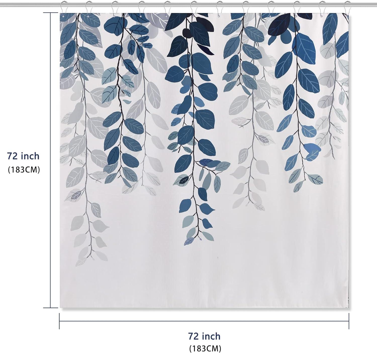 Bức rèm tắm Eucalyptus màu xanh cho phòng tắm lá màu nước trên rèm tắm trên cùng 180*180 cm