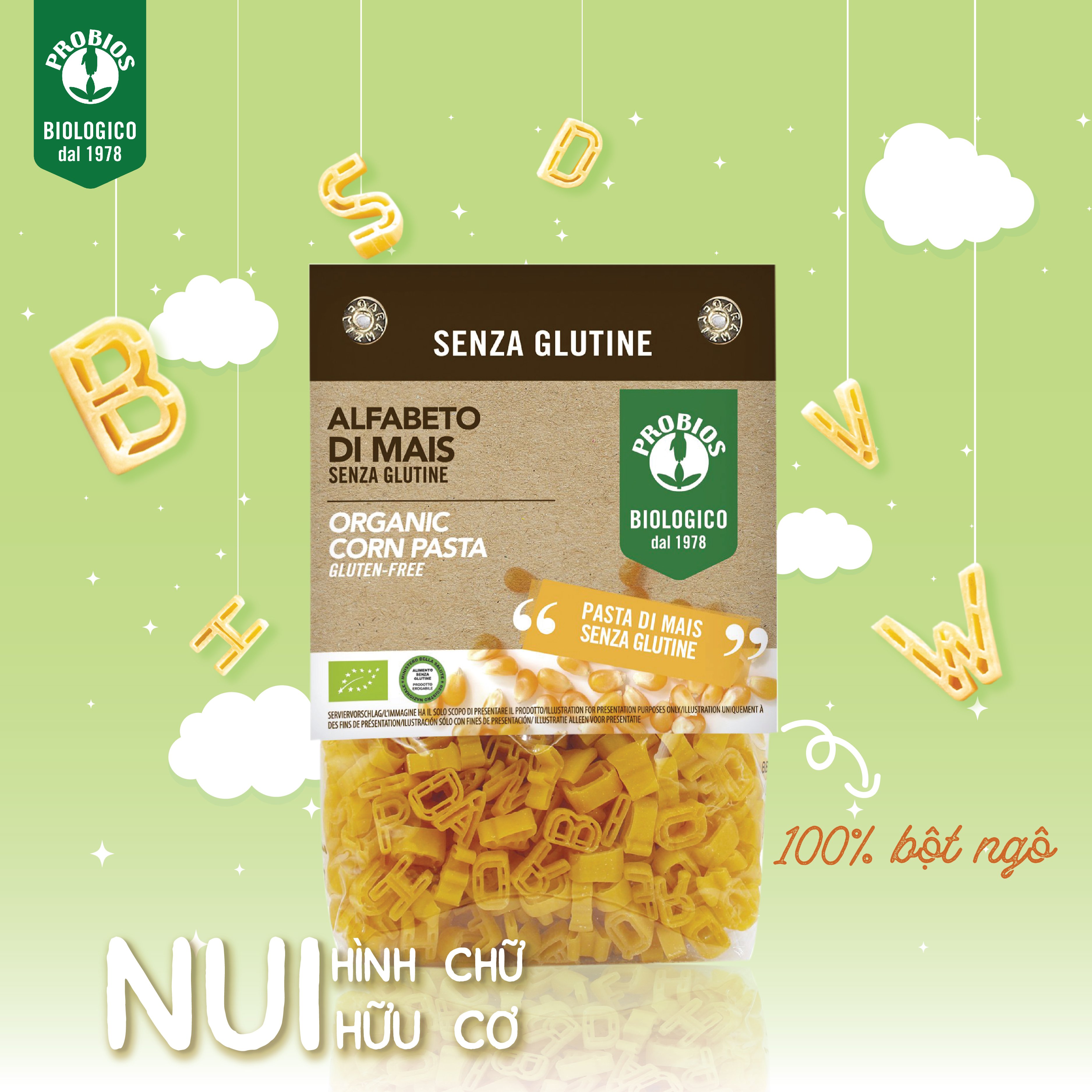 Nui hữu cơ hình chữ 400g ProBios