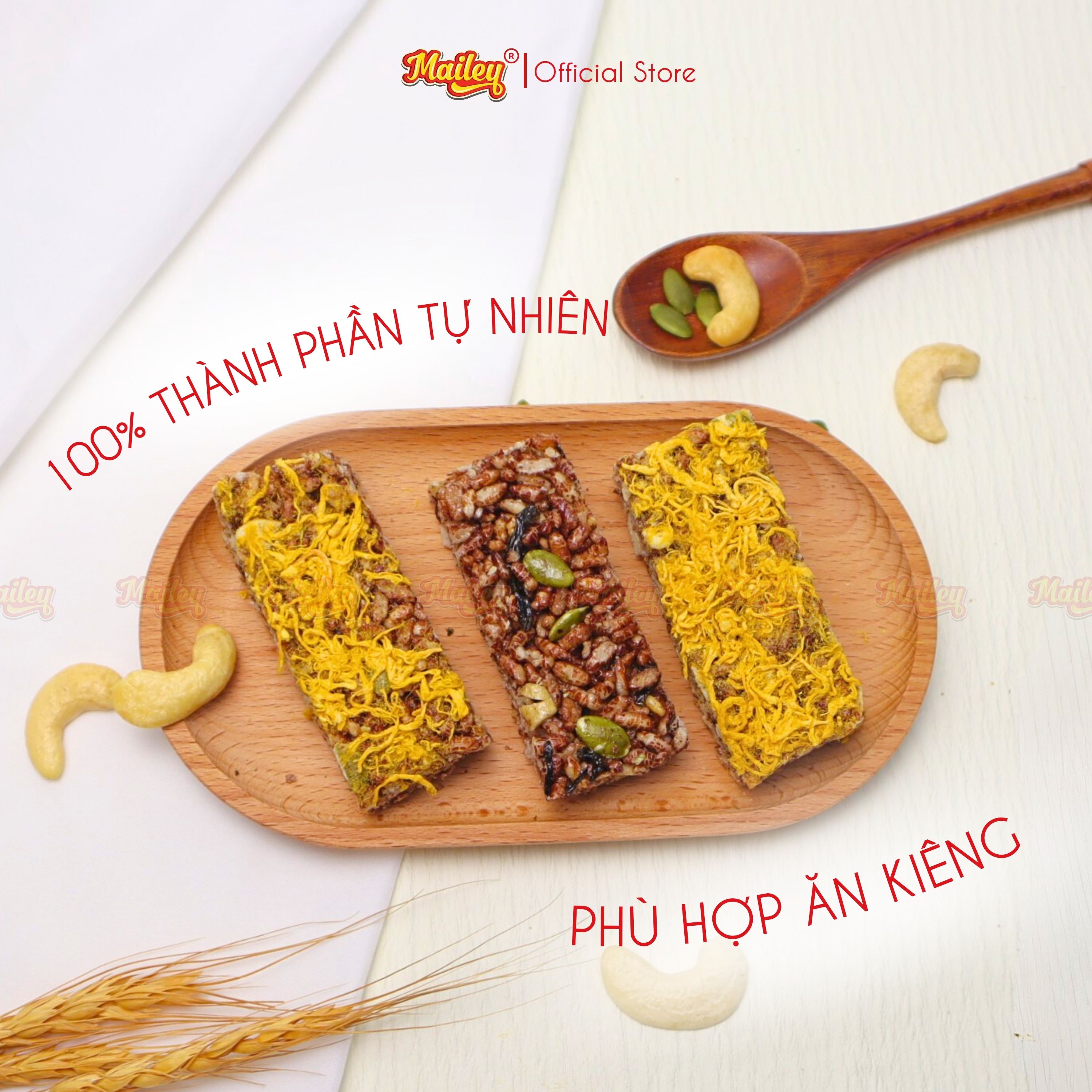 Thanh gạo lứt ngũ cốc chà bông/rong biển mix hạt Mailey Hộp 120g - Bánh gạo lứt ăn kiêng hỗ trợ giảm cân