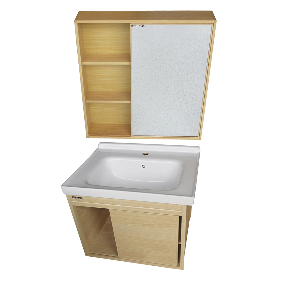 Bộ Tủ Lavabo Hợp Kim Nhôm Chịu Nước Eurolife BLV-AL05 (Nâu Nhạt)