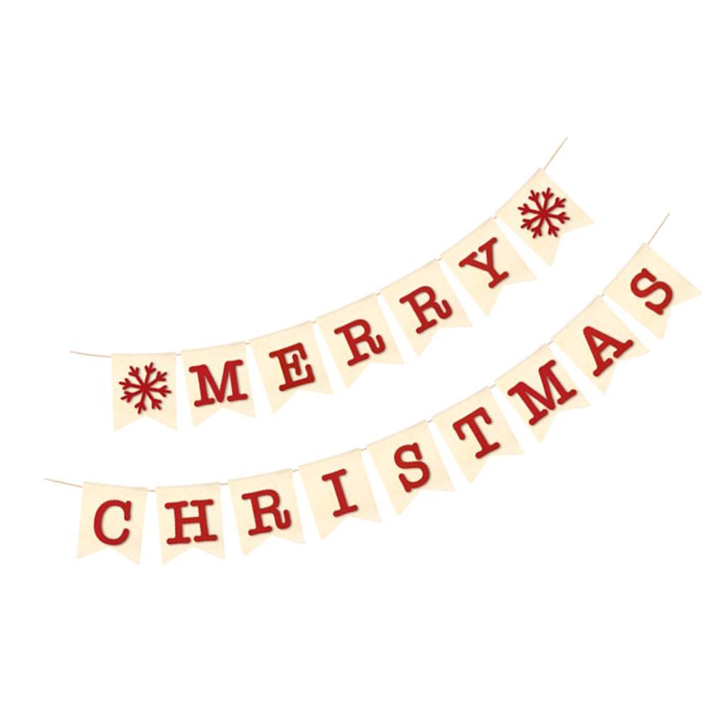 Vintage Burlap Merry Christmas Snowflake Banner Garland Hanging Decor 2m 1