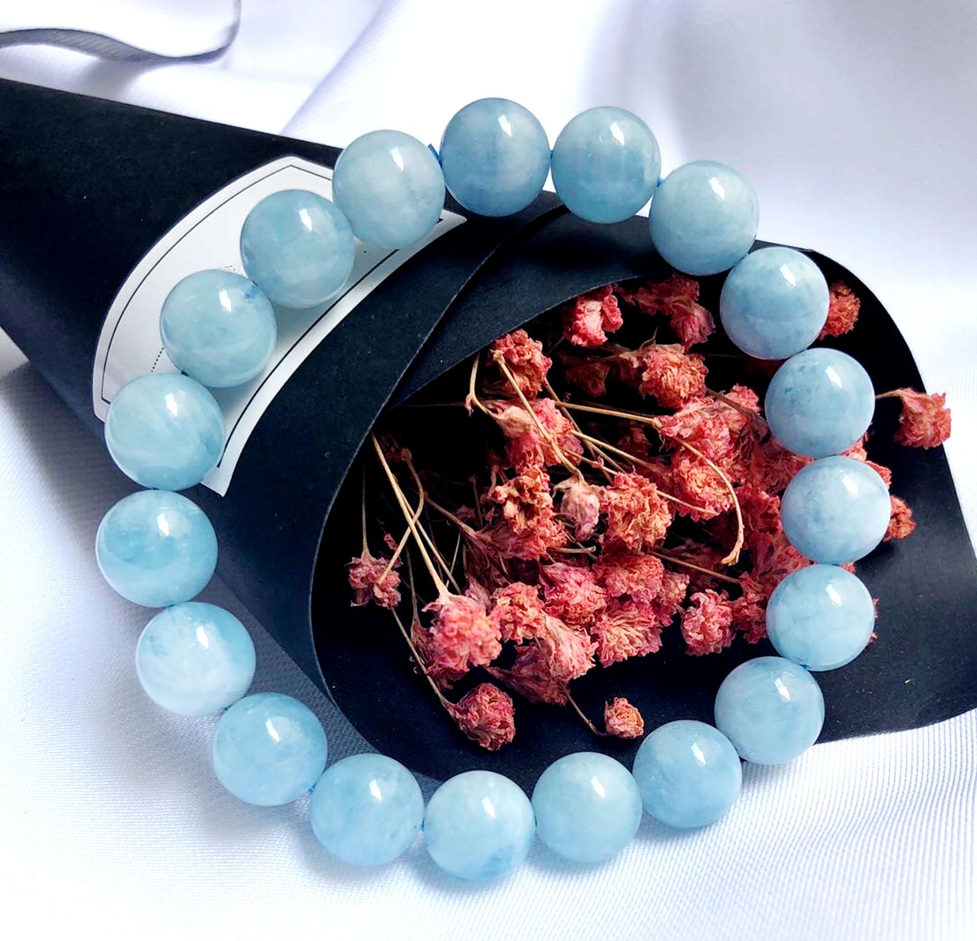 Vòng Tay Đá Aquamarine Xanh Nước Biển - Nhẹ Nhàng - Trẻ Trung - Hợp Mệnh Thủy, Mộc