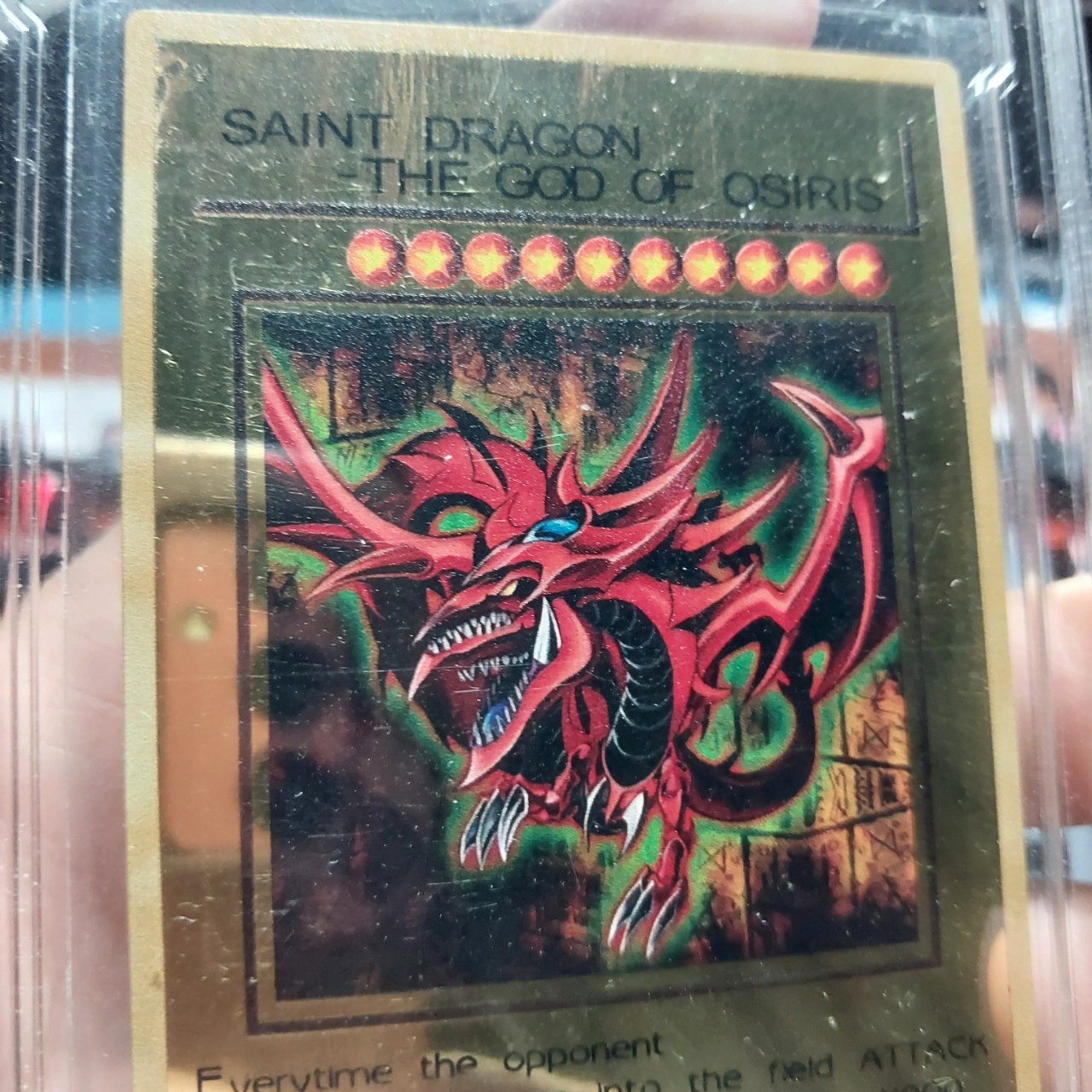 Thẻ yugioh kim loại kỹ niệm lá Slifer The Sky Dragon Yma-en001 vị thần rồng đỏ hợp kim ánh gương 1458 D10 2