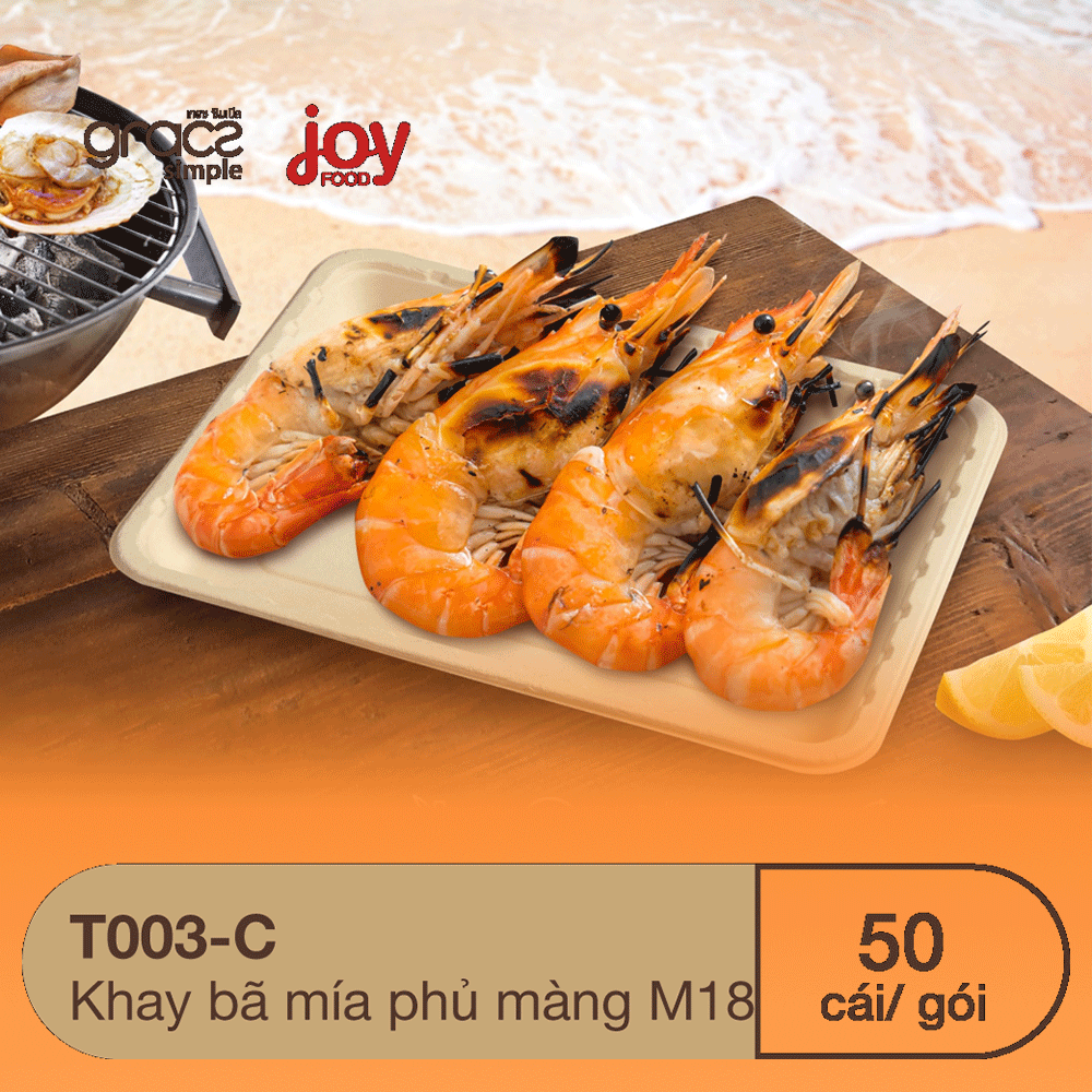 50 khay bã mía chữ nhật, phủ màng