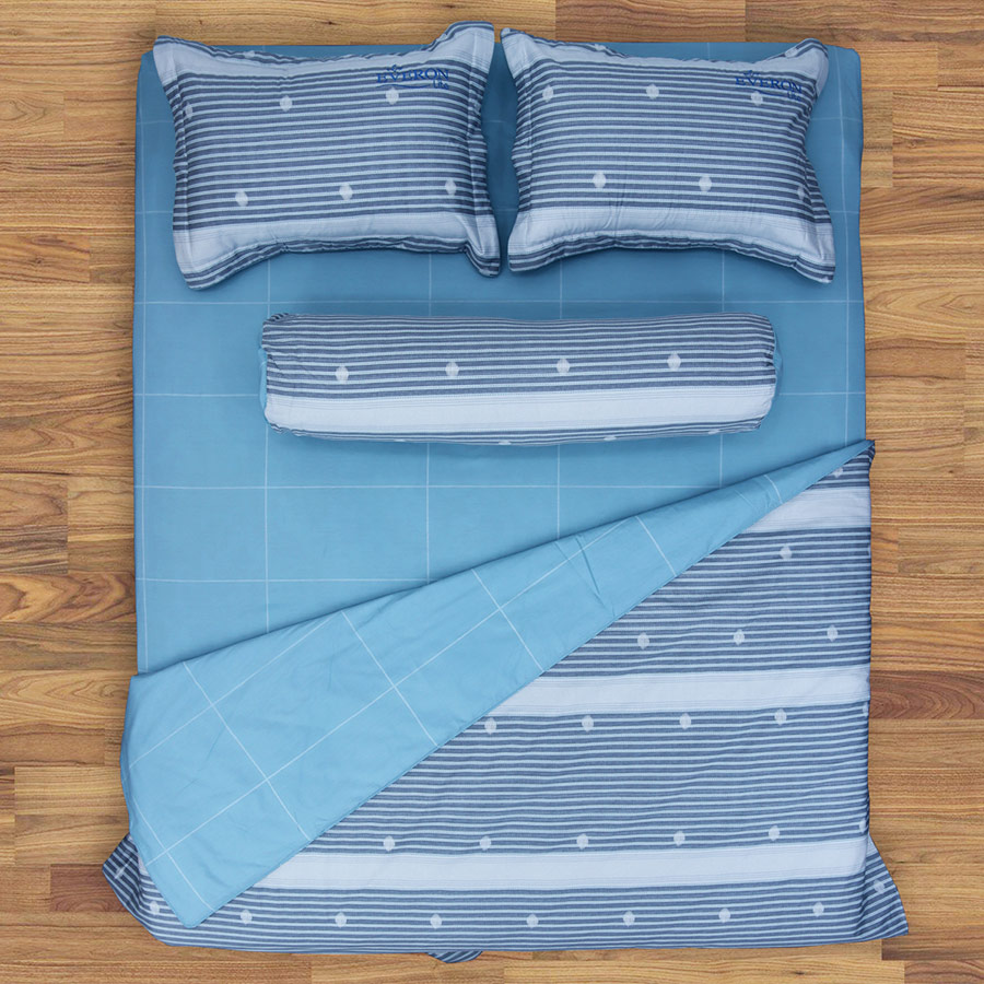 Chăn Bốn Mùa Cotton Xanh Biển Sọc Everon Lite ELCP107 (200 x 220cm)