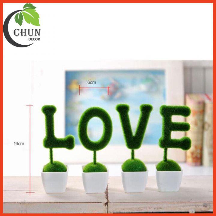 Bộ chậu cây chữ LOVE trang trí kệ tủ, kệ gắn tường, giá sách, làm làm việc, quà lưu niệm, trang trí xe hơi