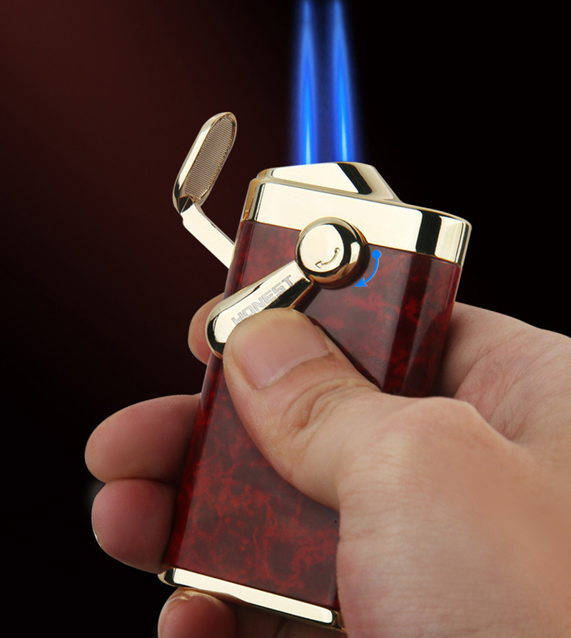 Hộp Quẹt Bật Lửa Gas Honest BCZ-802 Khò 2 Tia Lửa Chéo Mạnh Mẽ Nhìn Rõ Lượng Ga Bên Trong - Nhiều Màu