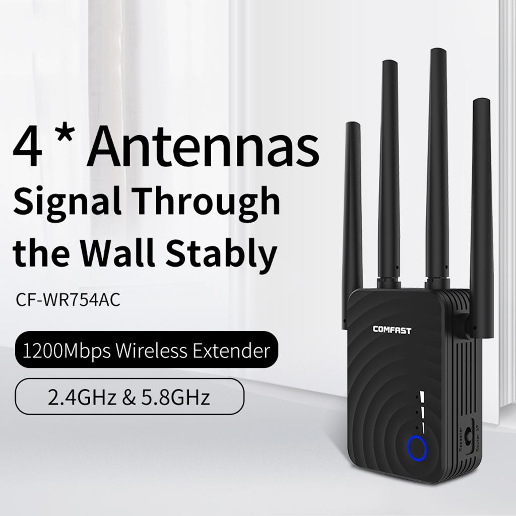 COMFAST 1200Mbps Wireless Booster 4 Antenna WIFI Range Extender EU Plug