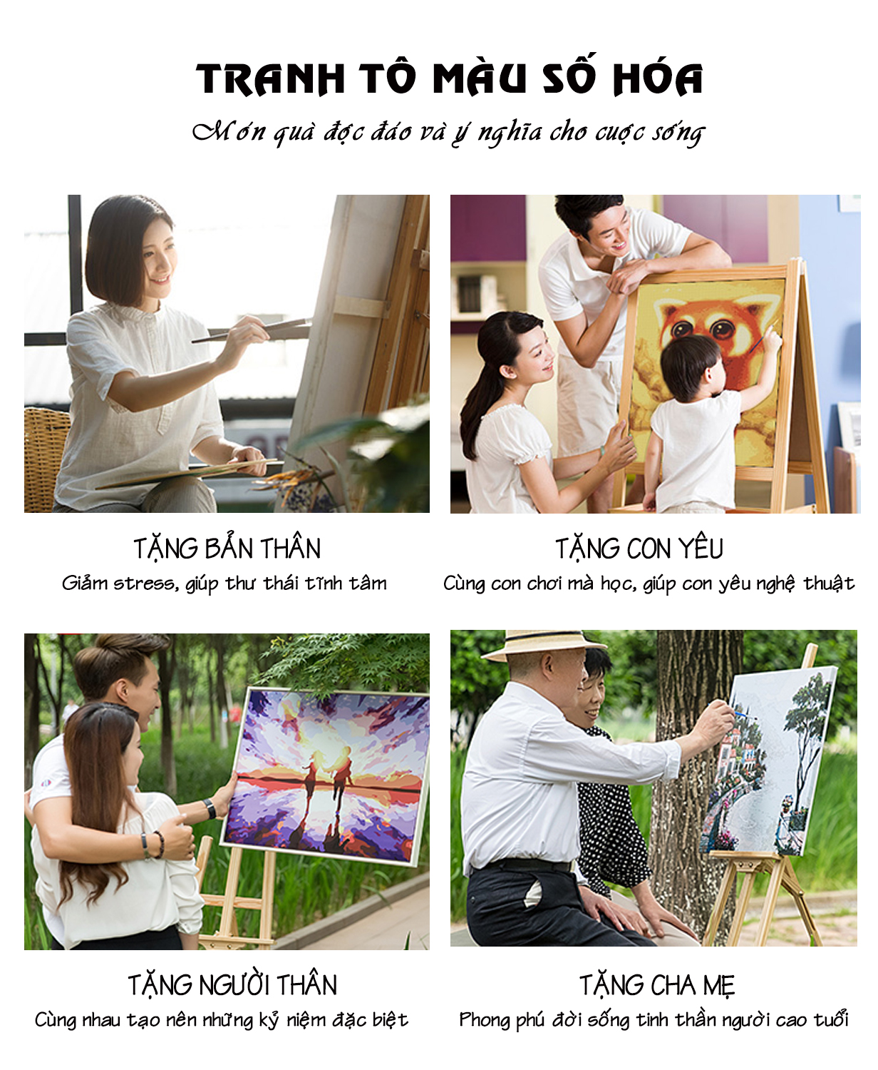 Tranh tô màu theo số sơn dầu số hóa Hoa mai Van Gogh HL0067G