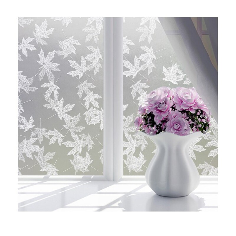 Combo 5m Decal Giấy Dán Kính LÁ PHONG TRẮNG Khổ 45cm Có Sẵn Keo Tiện Lợi