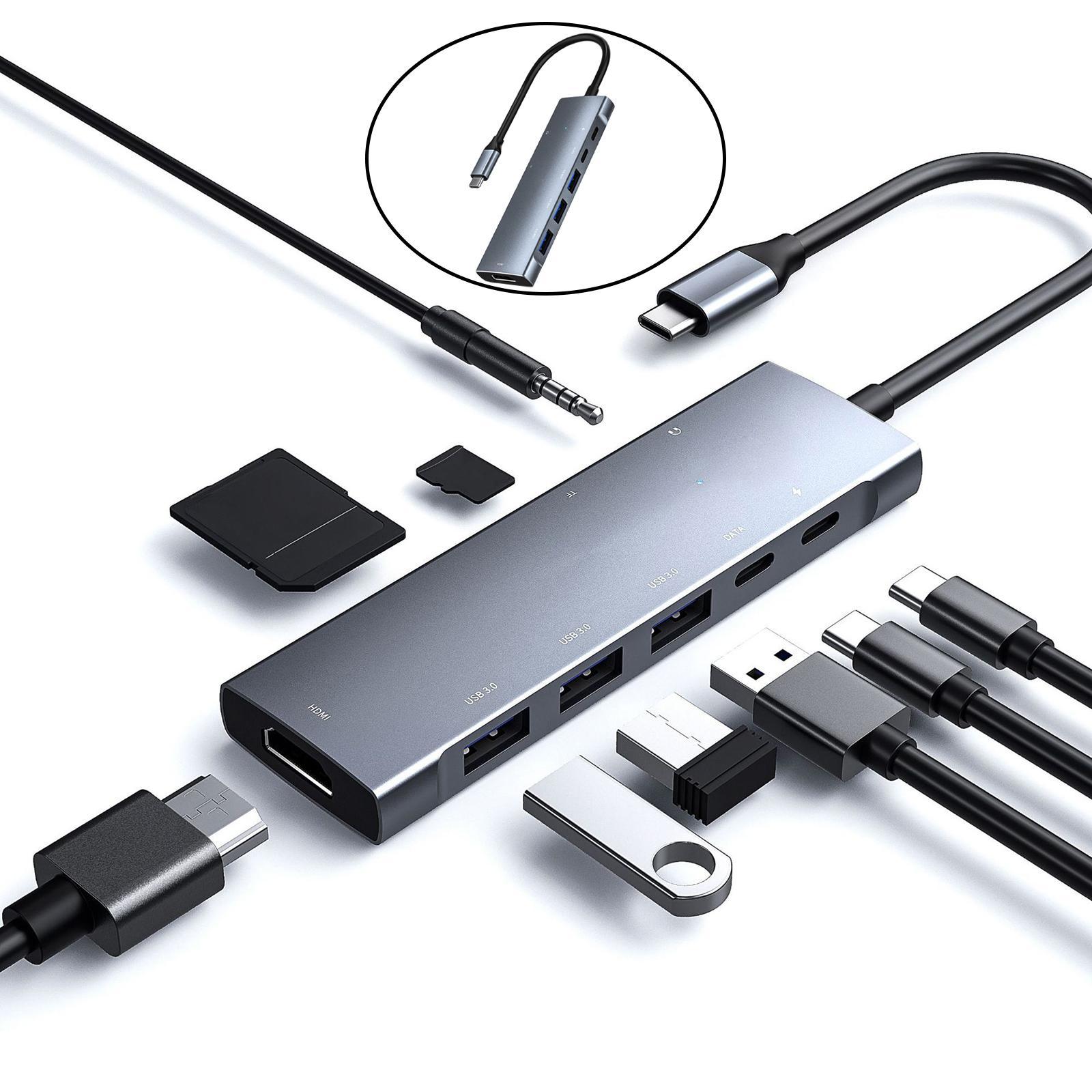 Universal 9 in 1 Hub with 2 PD Charging for