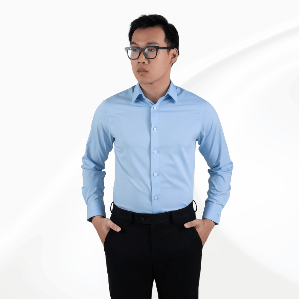 Áo sơ mi nam dài tay xanh không túi GENTITI By Thái Tuấn - 1C803HAKT005