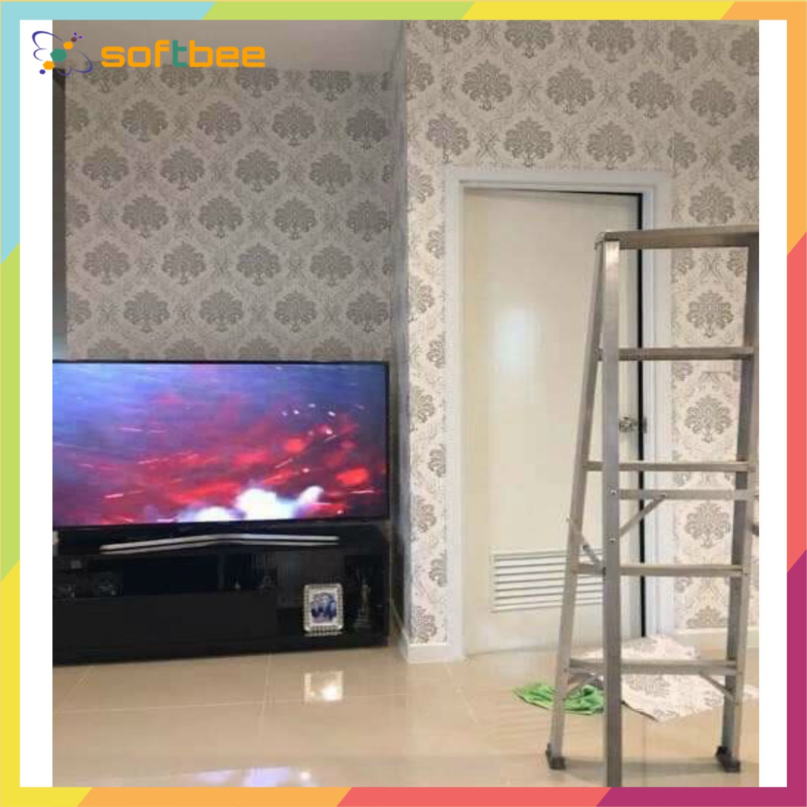 Giấy dán tường có keo sẵn in hình đức bạc, kích thước 0.45m x 10m / cuộn