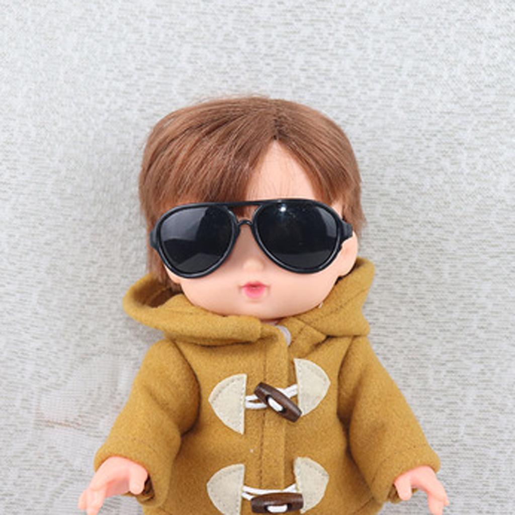 Doll's Sunglasses for 10 inch Doll Oval Eyewear Glasses For Mellchan Doll Outfit Accs Black