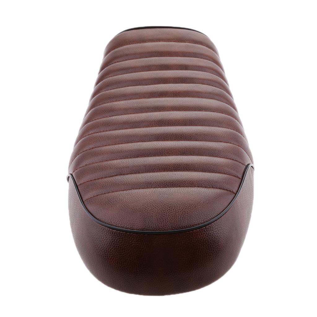 Brown Vintage Flat Brat Seat Cafe Racer Saddle Motorcycle Retro For Honda