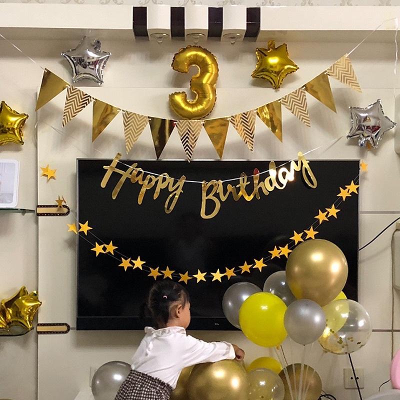 Bộ cờ ép kim happy birthday trang trí sinh nhật MT00