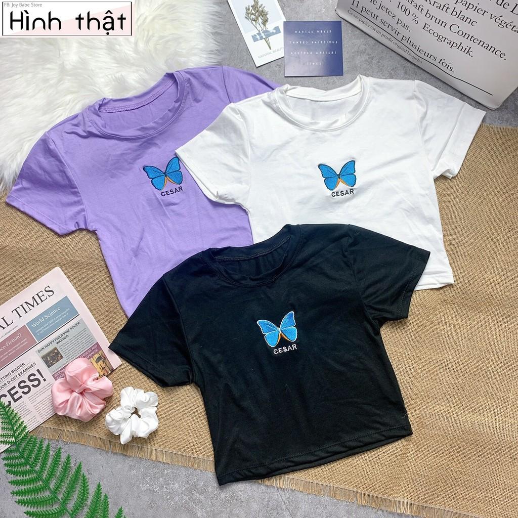 Áo croptop kiểu Basic JOY BABE form ôm thun xịn co giãn 4 chiều,hình in sắc nét,áo crop top kieu tay ngắn CRON 125 -5D