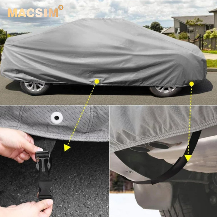 Bạt phủ ô tô chất liệu vải không dệt cao cấp thương hiệu MACSIM dành cho Isuzu MUX màu ghi - sử dụng trong nhà, ngoài trời
