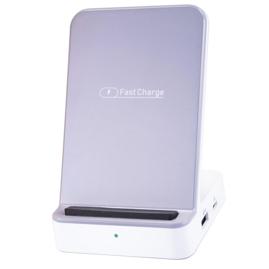 Qi Vertical Wireless Charger Pad Dual Coils Fast Charging Base for Phones