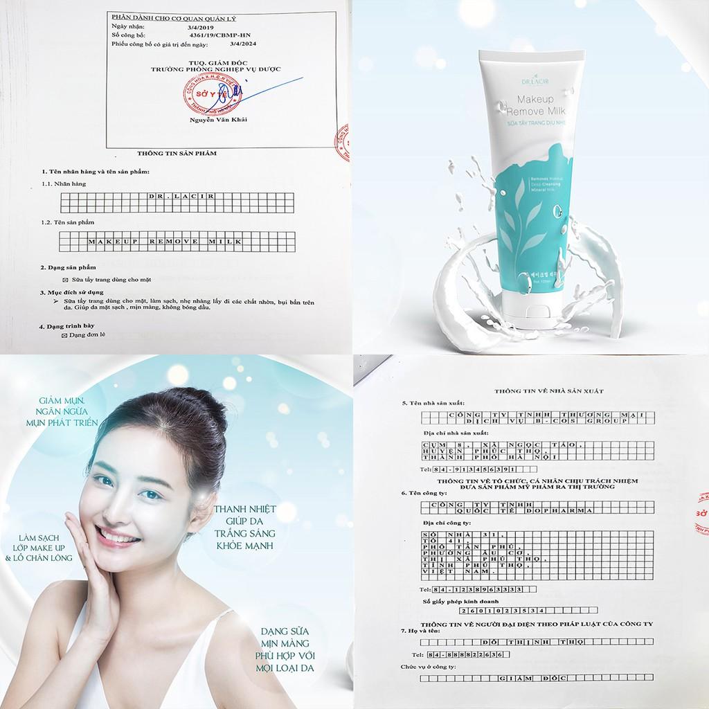 Sữa Tẩy Trang Dr.Lacir  Makeup Remove Milk - Dịu Nhẹ Thu Nhỏ Lỗ Chân Lông DR05