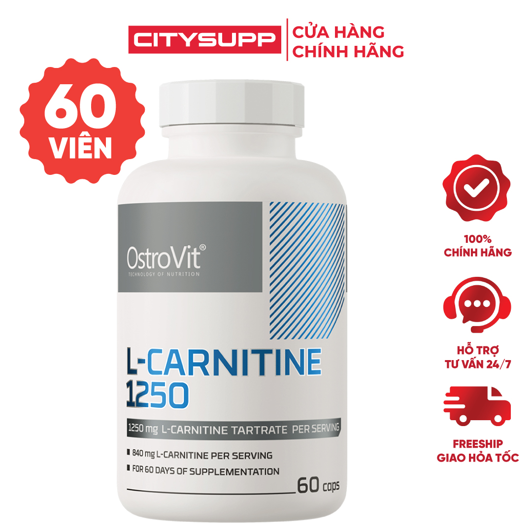 Viên Uống Ostrovit L-Carnitine 1250 (60 Viên) Bổ Sung L Carnitine Tartrate Cho Người Tập Thể Hình | CitySupp