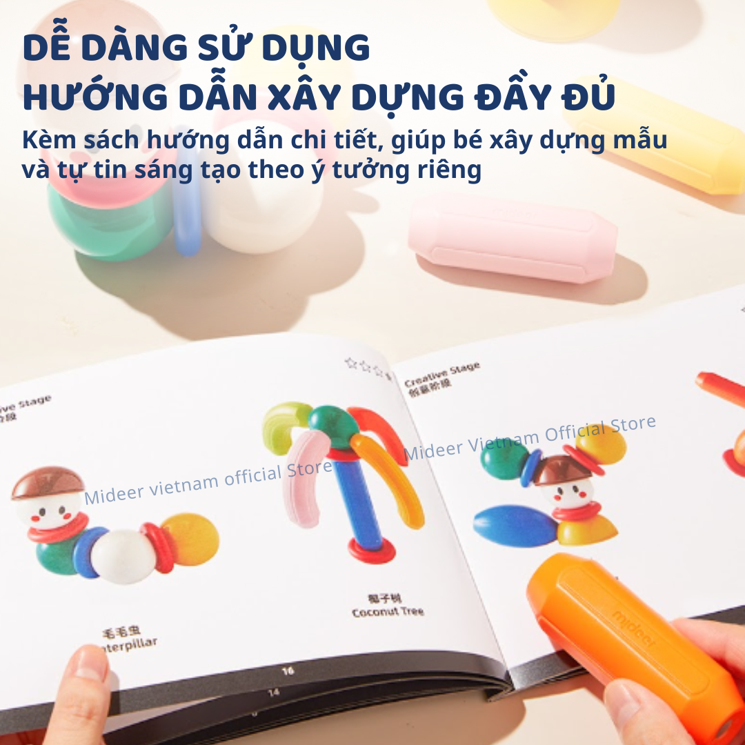 Đồ chơi nam châm xếp hình cho bé Mideer Growth PLUS Magnetic Building Sticks